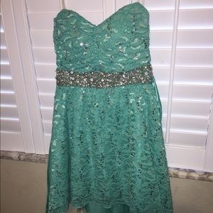 Turquoise Strapless Formal Dress